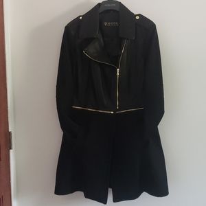 GUESS faux leather / wool zip off coat